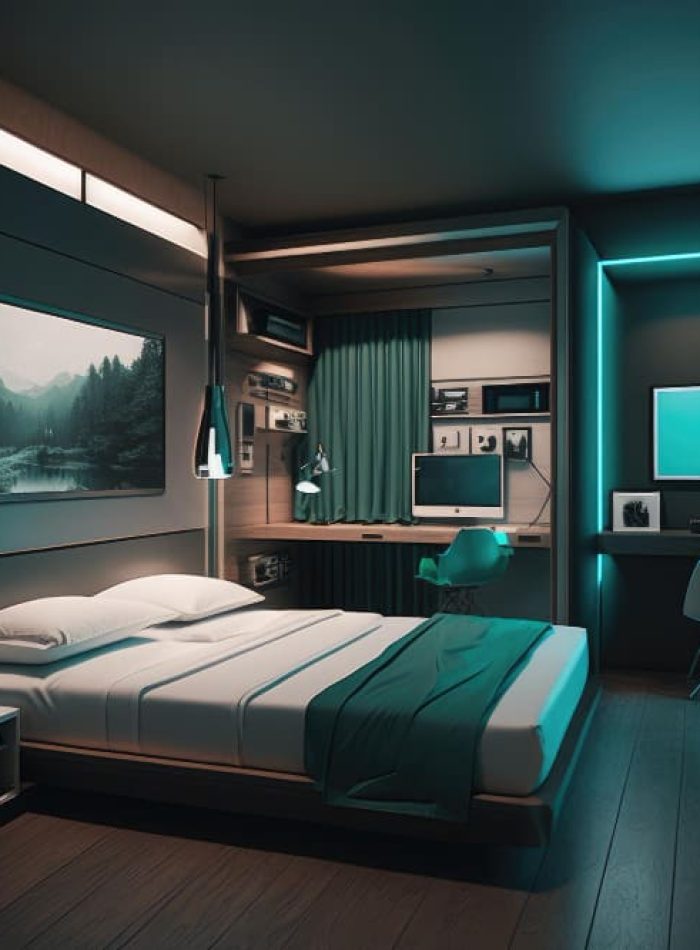 sleek-modern-hotel-room-with-smart-technology-minimalistic-decor-comfortable-bed-generative-ai